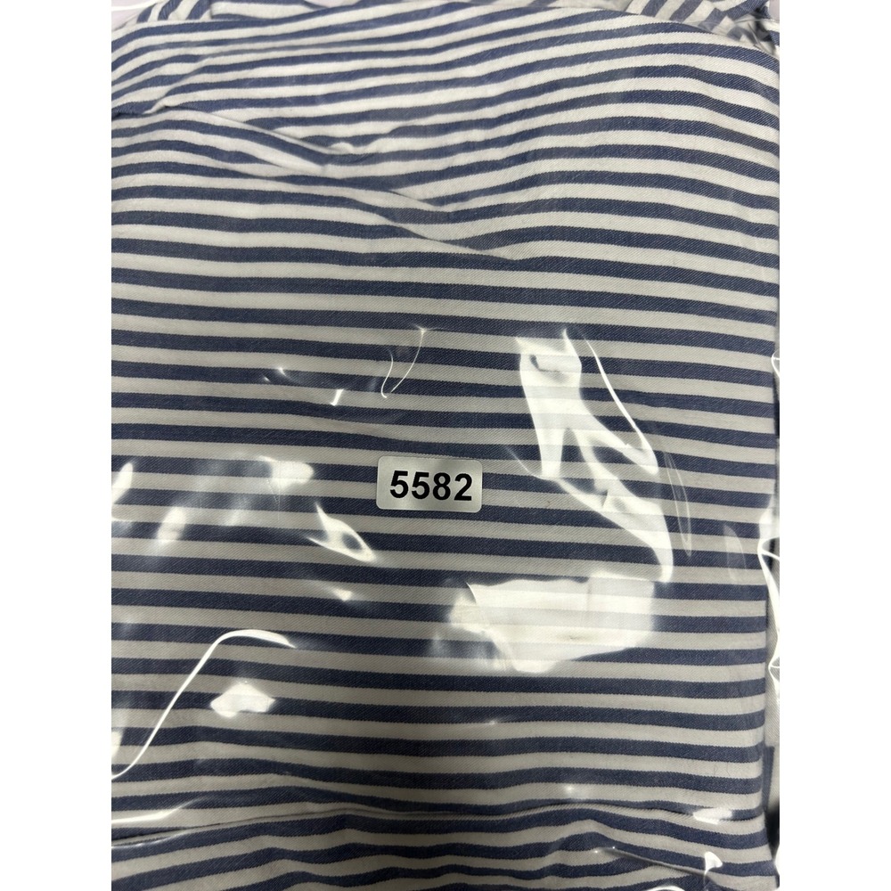Coastal Preppy Old Navy Women S Blue White Striped Boyfriend Button Down Shirt - Picture 13 of 13